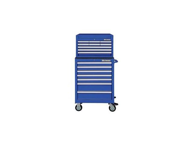 WESTWARD 7CY30 26"W Tool Chest and Cabinet Combination 16 Drawers, Blue,