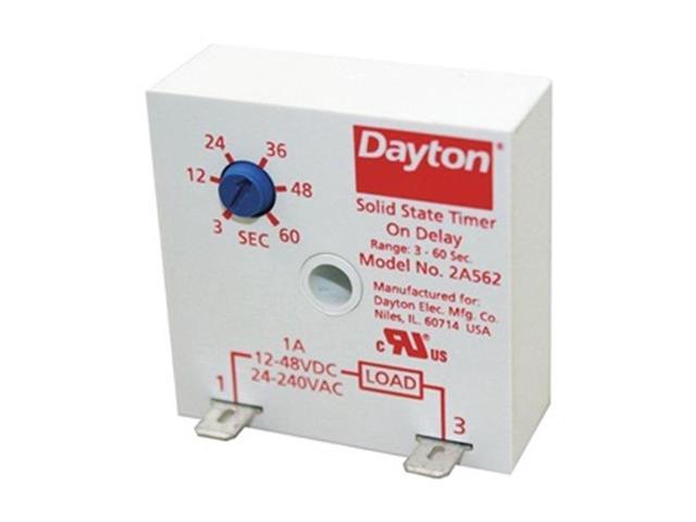 DAYTON 2A562 Encapsulated Timer Relay, 1A, Solid State, Standards: cURus