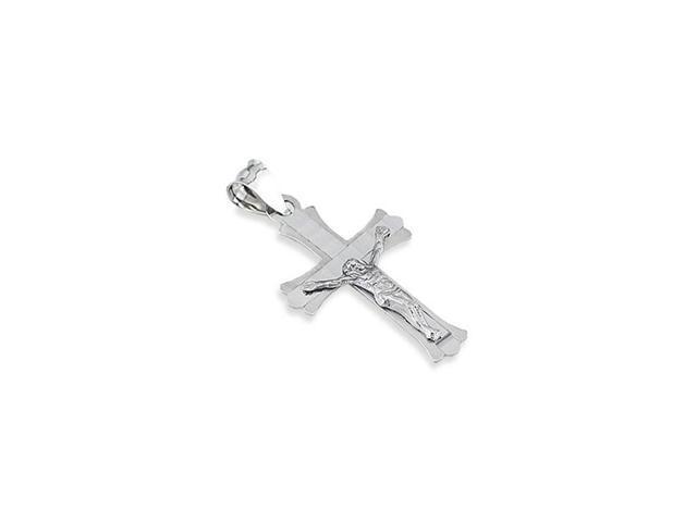 Solid 14k White Gold Crucifix Charm 