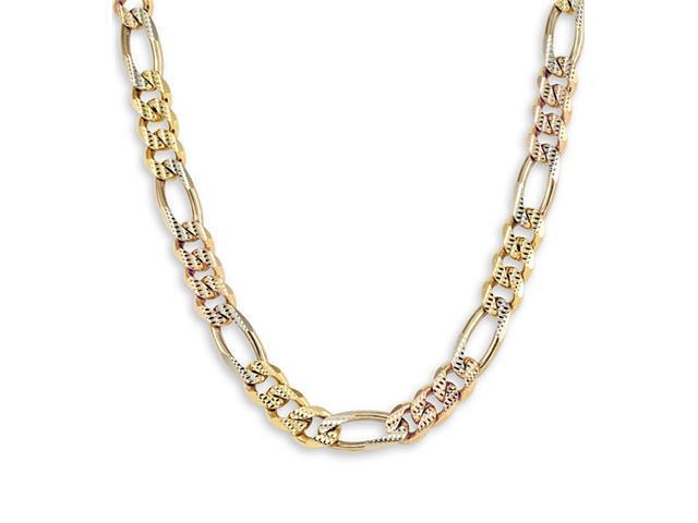 Solid 14k Tri-Color Gold Figaro Chain 