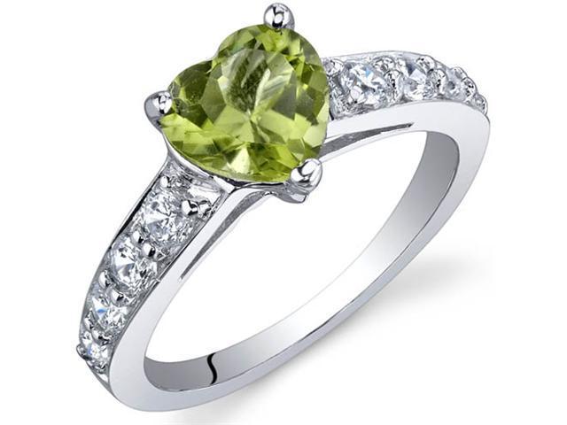 Dazzling Love 1.25 Carats Peridot Ring in Sterling Silver Size 9