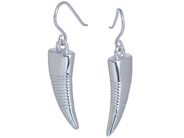 Elegant Sterling Silver Horn-Shaped Fish Hook Earrings