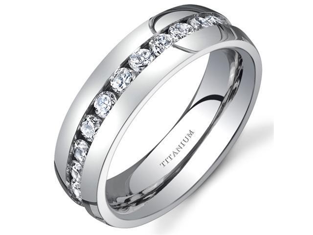 Titanium Womens 6 mm Eternity Band with Cubic Zirconia Available Size 6.5