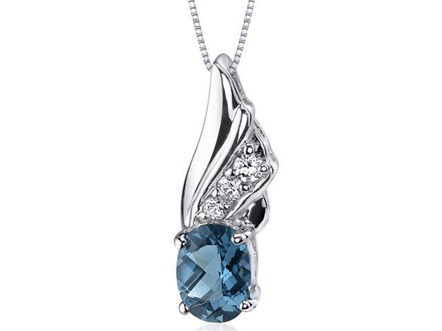 0.50 Ct London Blue Topaz Heart Shape Mom & Diamond Pendant .925 Sterling Silver 0.50 Ct London Blue Topaz Heart Shape Mom & Diamond Pendant .925 Sterling Silver