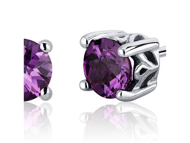 Scroll Design 2.50 Carats Alexandrite Round Cut Stud Earrings in Sterling Silver