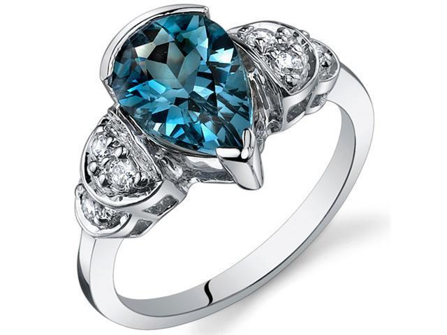 Tear Drop 2.00 carats London Blue Topaz Solitaire Engagement Ring in ...