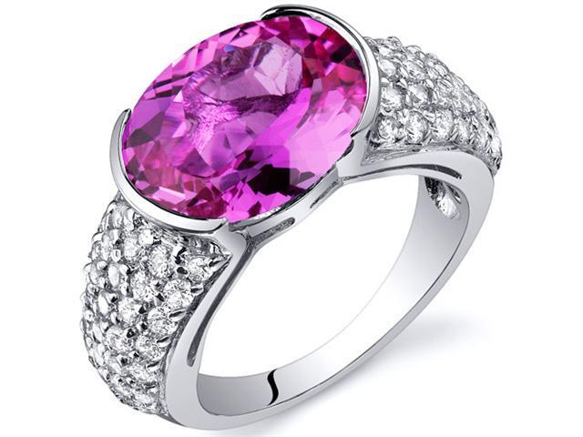 Opulent Sophistication 6.25 Carats Pink Sapphire Ring in Sterling Silver Size 9