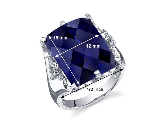 Royal Marvel 16.00 Carats Radiant Cut Blue Sapphire Ring in Sterling Silver Size 5, Available Sizes 5 to 9