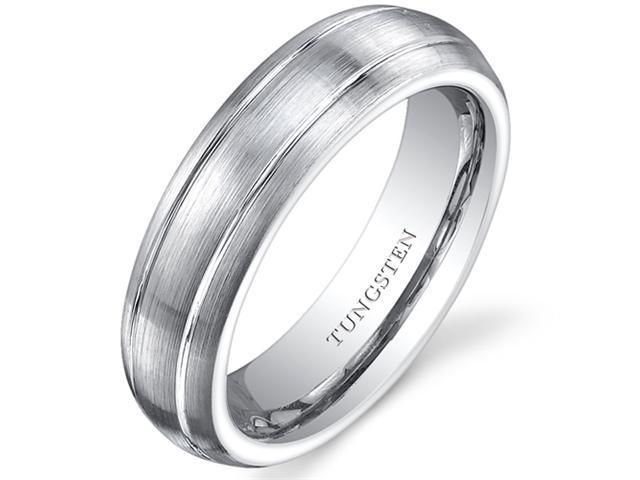 Double Groove Brushed Finish 5mm Womens White Tungsten Wedding Band Ring Available in Sizes 5 to 8