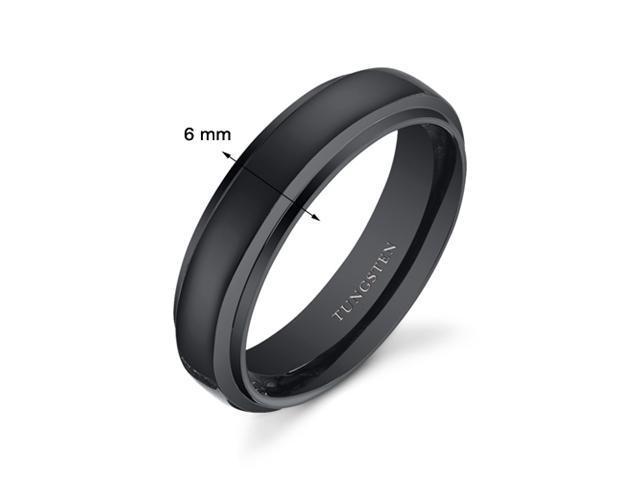 Black Color Rounded Top 6mm Mens and Womens Tungsten Wedding Band Ring Available in Sizes 5 to 13