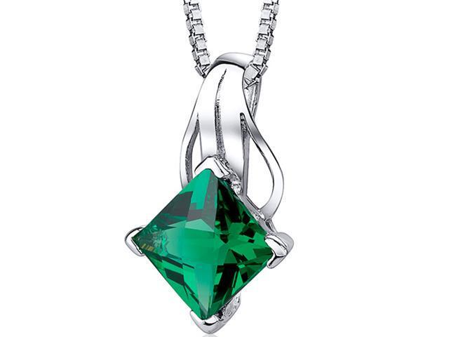 Oravo Sp10744 Sterling Silver Rhodium Finish 2 00 Carats Princess Oravo Sp10744 Sterling Silver Rhodium Finish 2 00 Carats Princess Checkerboard Cut Emerald Pendant With 18 Inch