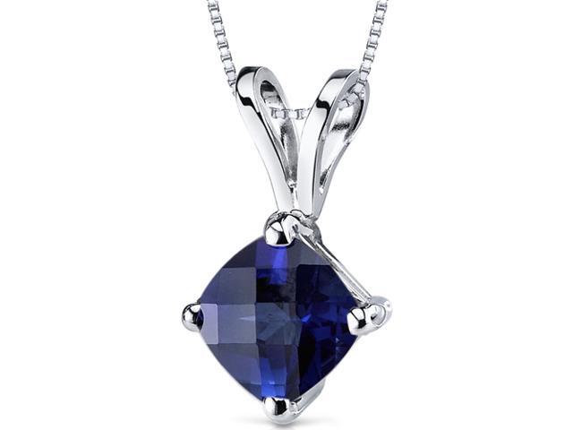 14 kt White Gold Radiant Cut 1.25 ct Blue Sapphire Pendant