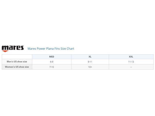 Mares Power Plana Size Chart