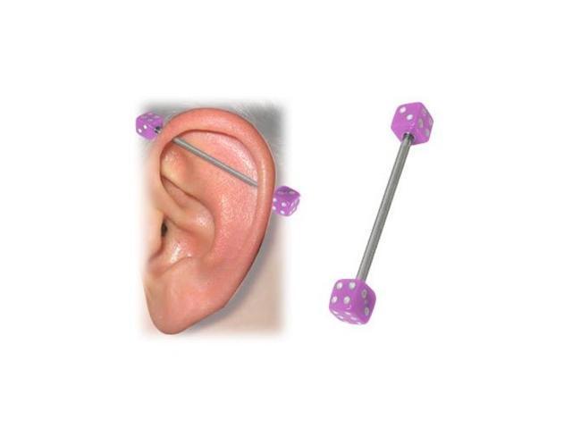 A single Violet cubic snow ball barbell earring stud piercing 18g