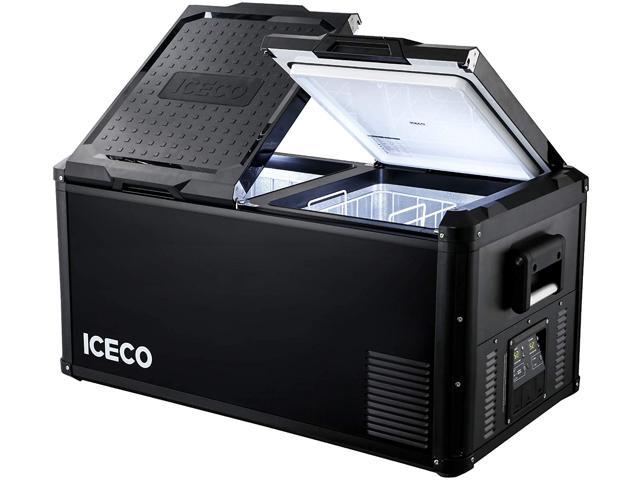 ICECO VL90 Pro Series Portable Refrigerator, Multi-directional Lid, Dual USB & DC 12/24V, AC 110-240V, Steel Compact Refrigerator Powered by SECOP, 0F to 50F, Home & Car Use [Upgrade]