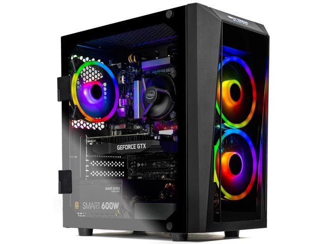 Skytech Blaze 2 Gaming PC Desktop - Intel i3- 10100F, GTX 1650, 16G DDR4 3200, 500GB SSD, RGB Fans, AC Wi-Fi, Windows 10 Home 64-bit, Black
