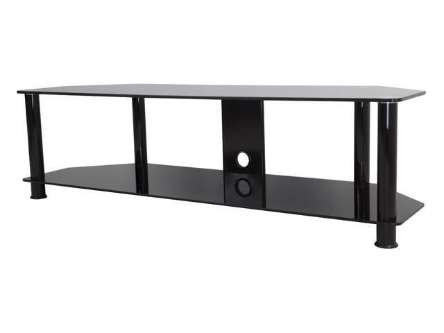 AVF SDC1140CMBB-A TV Stand with Cable Management for up to 55" TVs, Black Glass, Black Legs