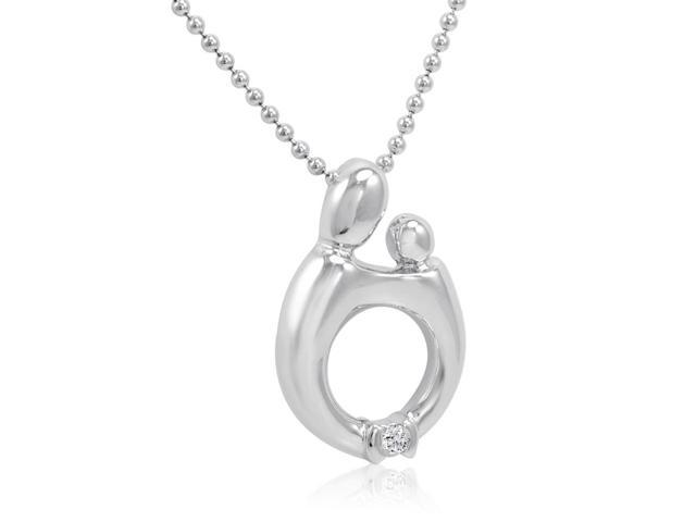 mother and infant diamond pendant necklace