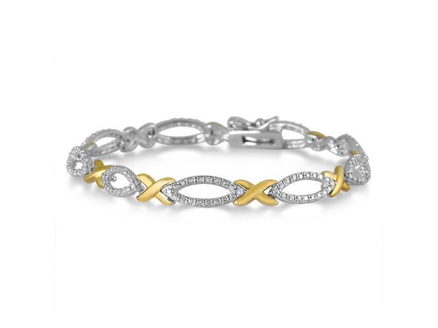 Diamond Hugs And Kisses Bracelet In 18k Gold Plated Br Newegg Diamond Hugs And Kisses Bracelet In 18k Gold Plated Br