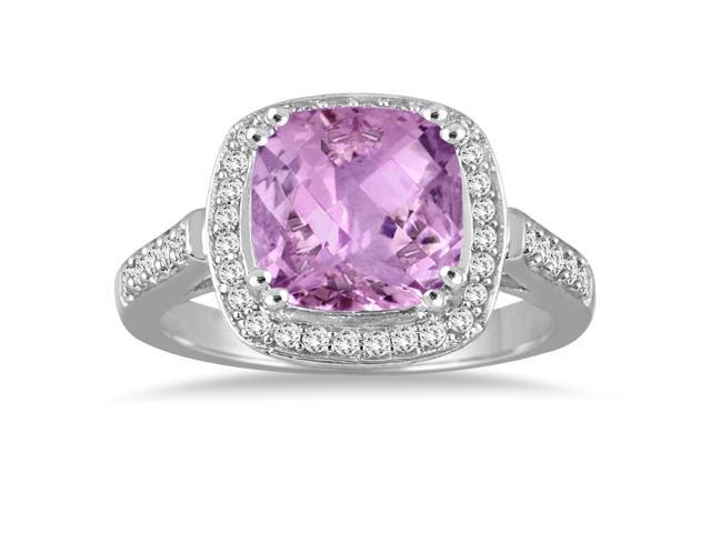 3 1 2 Carat Cushion Cut Amethyst And Diamond Ring In 14k White