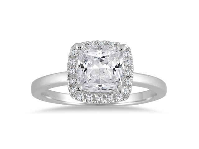 Ags Certified 1 1 6 Carat Tw Cushion Cut Diamond Halo Ring In 14k