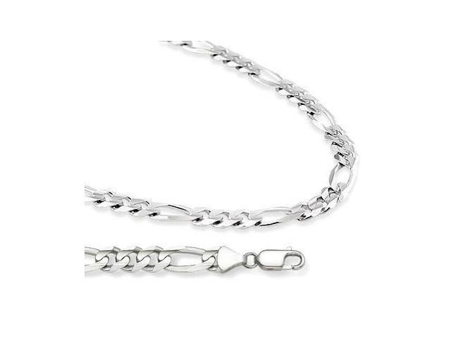Solid 14k White Gold Figaro Necklace 