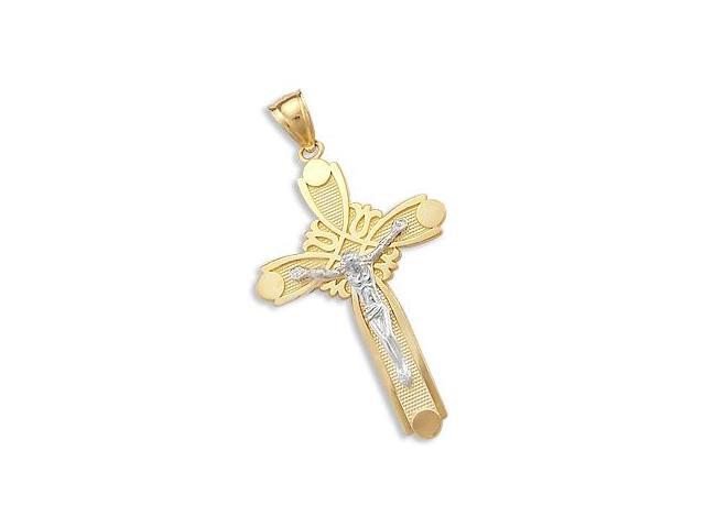 Jewel Tie 14K White Gold Polished Jesus Cross Pendant