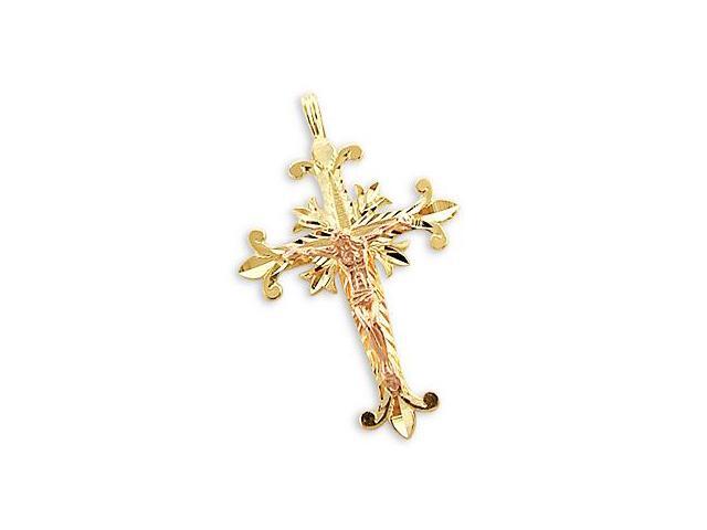 14k Yellow Gold Jesus Es My Senor Cross Pendant