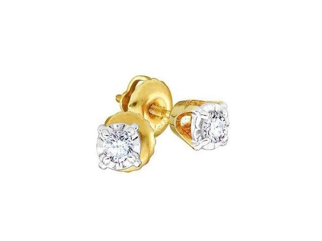 Solitaire Diamond Earring Studs Round 14k Yellow Gold 1 4 Carat