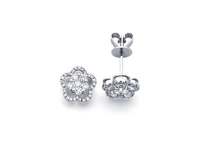 Flower Diamond Earring Studs 18k White Gold Cer Design 1 2 Flower Diamond Earring Studs 18k White Gold Cer Design 1 2 Carat