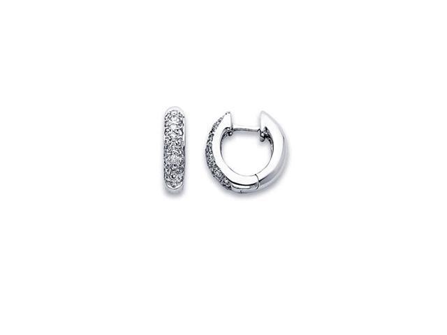 Small Hoop Diamond Earrings 14k White Gold Huggie Classic 1 3