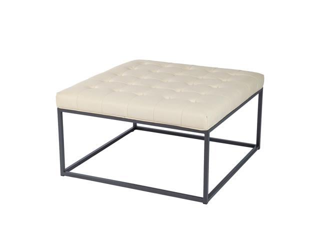 Photo 1 of 34.75" White and Gray Modern Style Upholstered Cocktail Ottoman