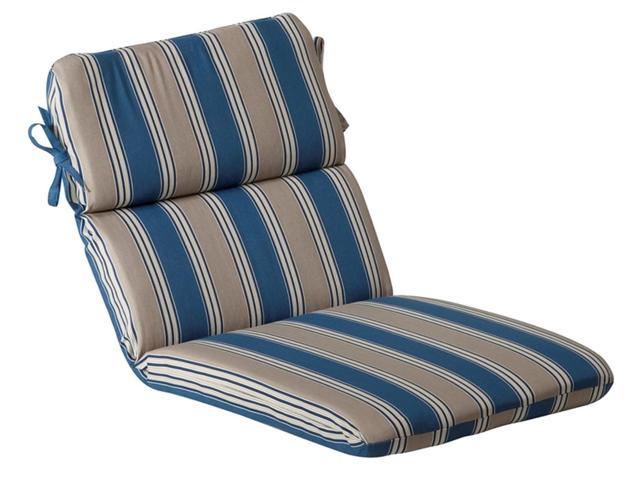 Outdoor Patio Furniture High Back Chair Cushion Blue And Tan