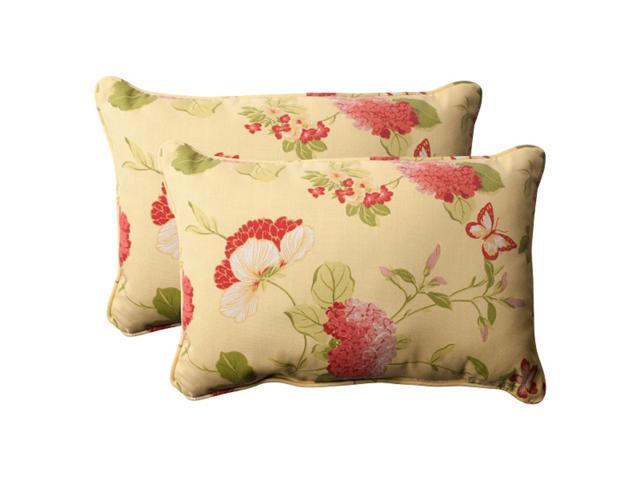 Set Of 2 Solarium Bashful Blossom Outdoor Corded Rectangle Throw