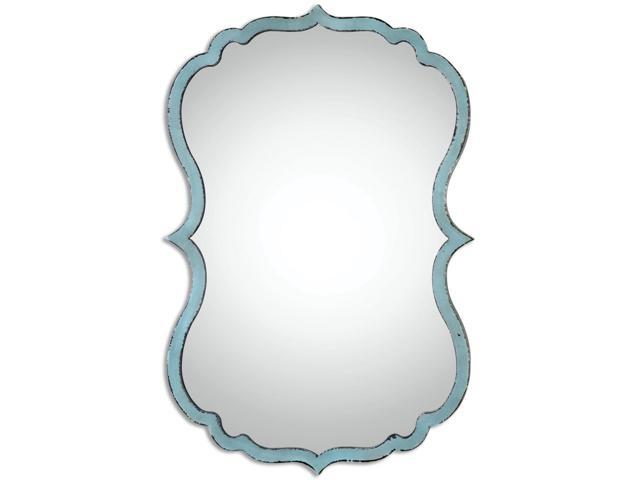 27 125 Colletta Graceful Curvy Wall Mirror With Antique Blue And 27 125 Colletta Graceful Curvy Wall