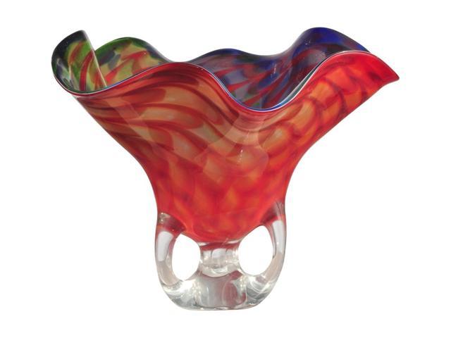 11 75 Cinnabar Red Wave Art Decorative Hand Blown Glass Vase