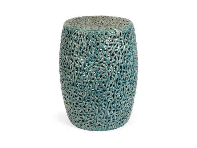 20 Decorative Glossy Turquoise Tobit Cut Out Ceramic Garden Stool