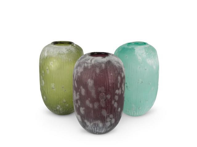 Set Of 3 Subtle Colored Decorative Frosted Finish Hurricanes