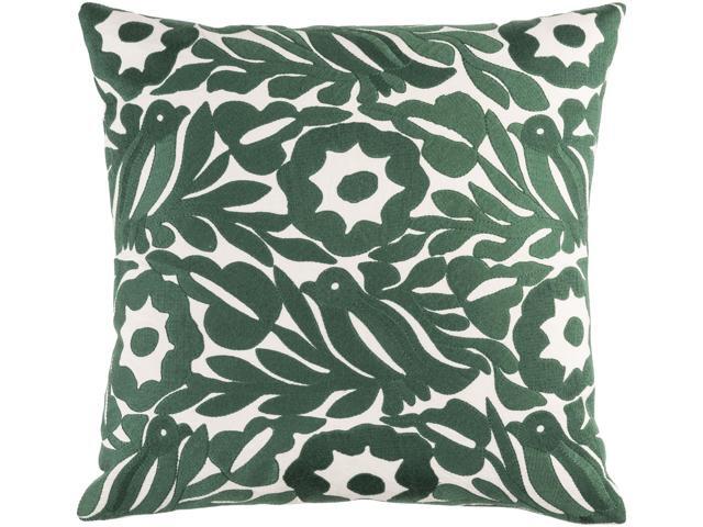 20 Hunter Green And Powder White Woven Decorative Square Throw