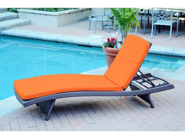 4 Adjustable Espresso Resin Wicker Outdoor Patio Chaise Lounge Chairs Orange Cushions Patio Furniture Newegg Com