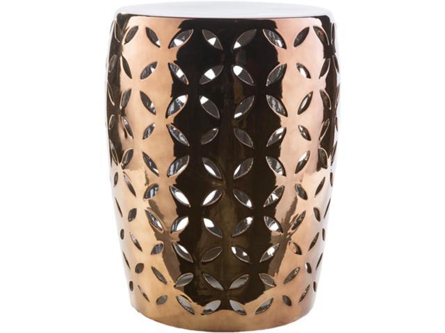 18 Glossy Brown Indoor Outdoor Decorative Ceramic Garden Stool