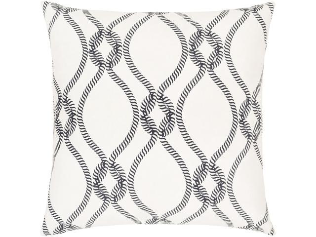 20 Woven Black And Cream Coastal Rope Throw Pillow Poly Filled