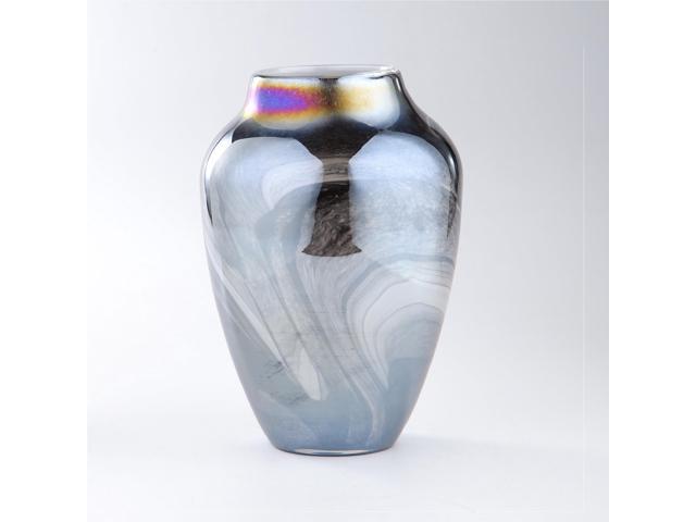 9 5 Glossy White And Black Glass Floral Bud Vase With Abstract