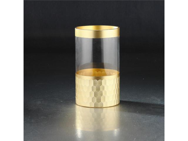 8 Gold Hexagon Pattern Cylindrical Handblown Glass Vase Newegg Com