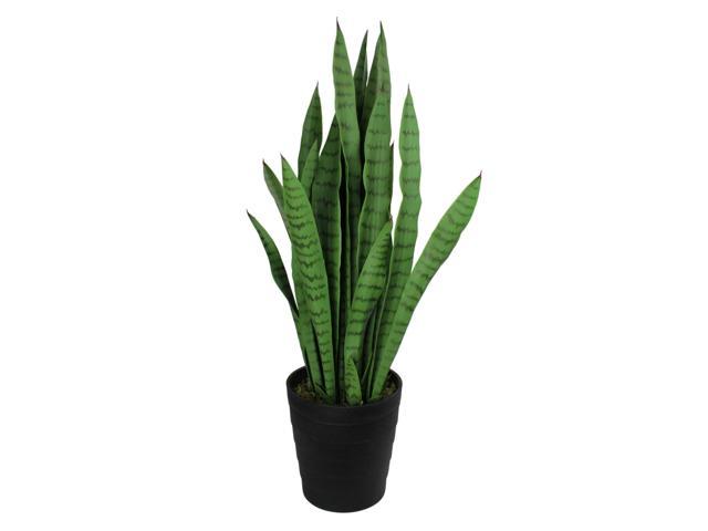 35" Two Tone Green Artificial Indoor Potted Snake Plant ...