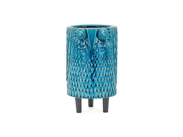 10 Turquoise Blue Glaze Finish Decorative Owl Themed Medium Vase Tabletop Decor 10 Turquoise Blue Glaze Finish Decorative Owl Themed Medium Vase Tabletop Decor