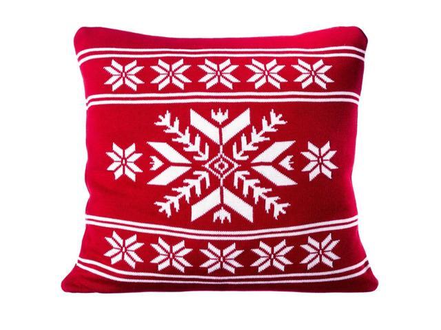 20 Bright Red And White Decorative Knit Snowflake Designed