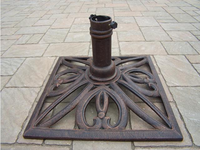 18 Square Antique Bronze Filigree Designed Cast Iron Patio Umbrella Stand Newegg Com