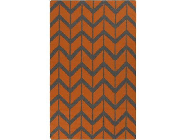 8 Winding Pathway Burnt Orange And Pewter Round Wool Reversible