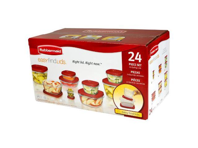 Clear Red Rubbermaid Easy Find Lid 24 Piece Food Storage Container Set Newegg Com